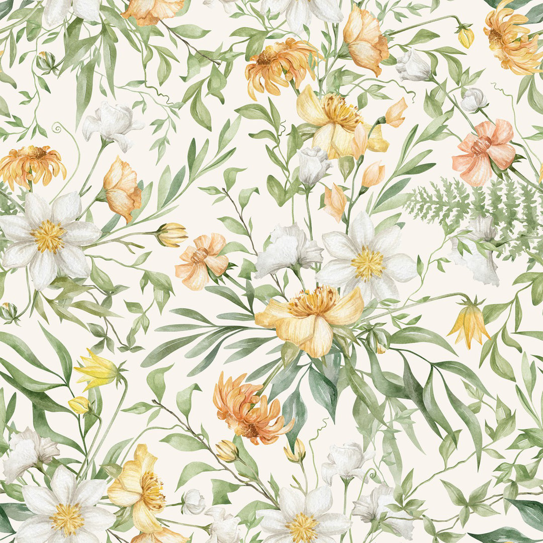 Peel & Stick Floral Tile Red Barrel Studio®