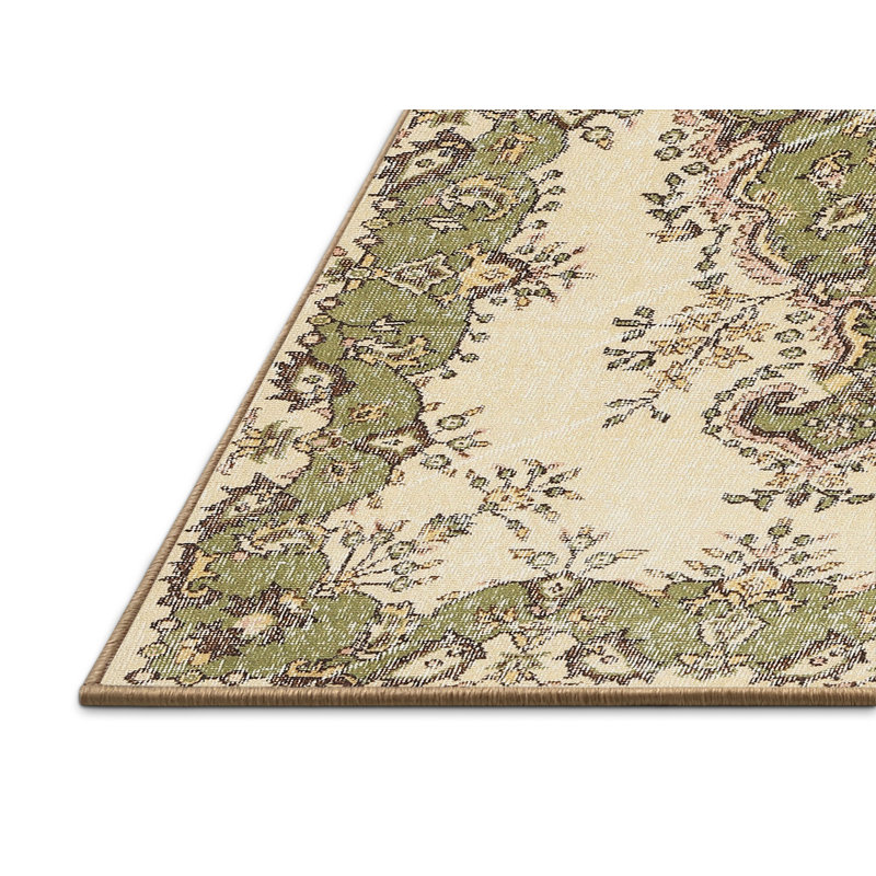 Tapis contemporain beige / olive clair, Rectangle 8 pi x 12 pi