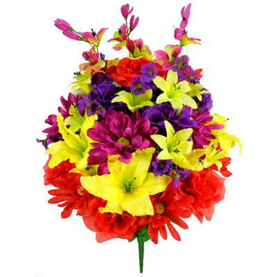 40 tiges artificielles à pleine floraison Scabiosa, rose, lis et hortensia mélangé avec bourre