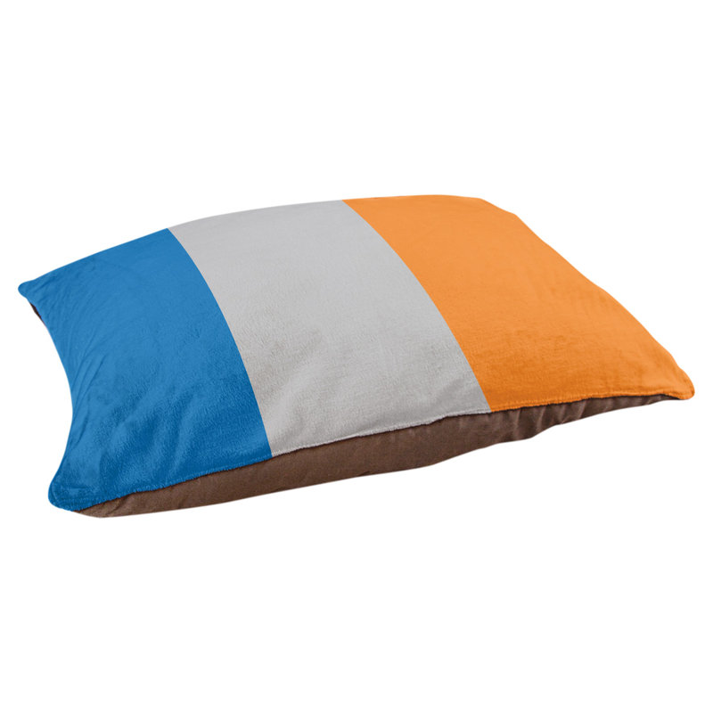 Coussin Designer, Moyen (L 18 po x l 28 po), Bleu / Argent / Orange