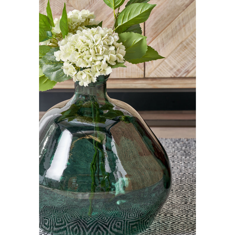 Handmade Glass Floor Vase, Sea Green