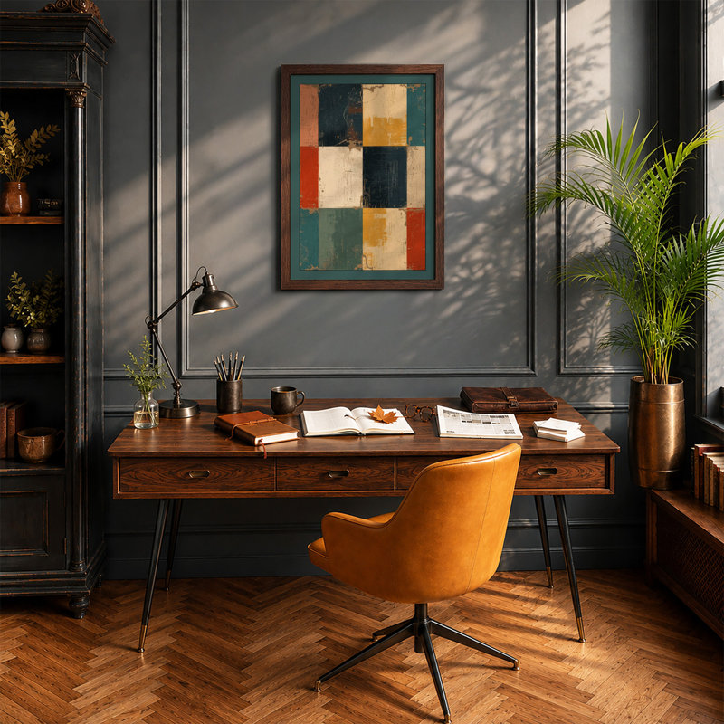 Weathered Panels Industrial - Framed Print, A2 - 59.4 x 42.0 cm, Walnut