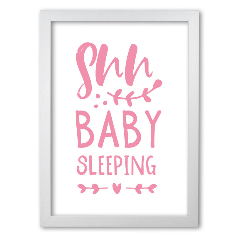 Shh Baby Sleeping - Print, 85 cm H x 60 cm W x 5 cm D, White Grain Frame
