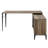 Rustic Oak & Black Finish Writing Desk, 6 Storage Compartments For Efficient Organization L-shape Desk With Metal Legs, Cord Management Feature