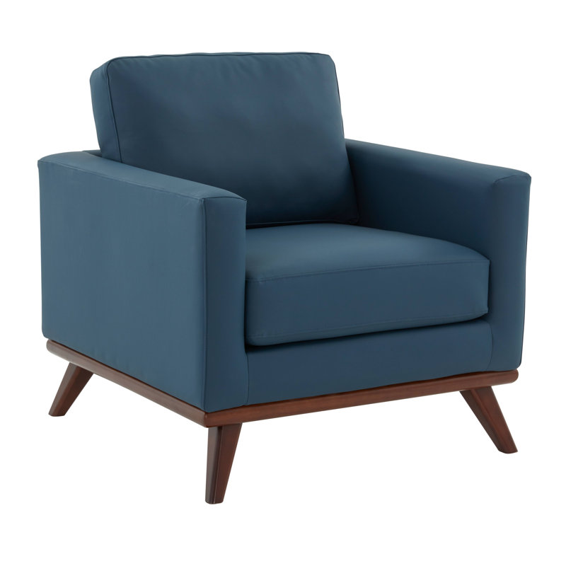 Khadeshia Mid-Century Modern Accent Chair, Lounge Chair, Armchair, Reading Chair with Leather/Mesh Upholstery and Birch Wood Legs