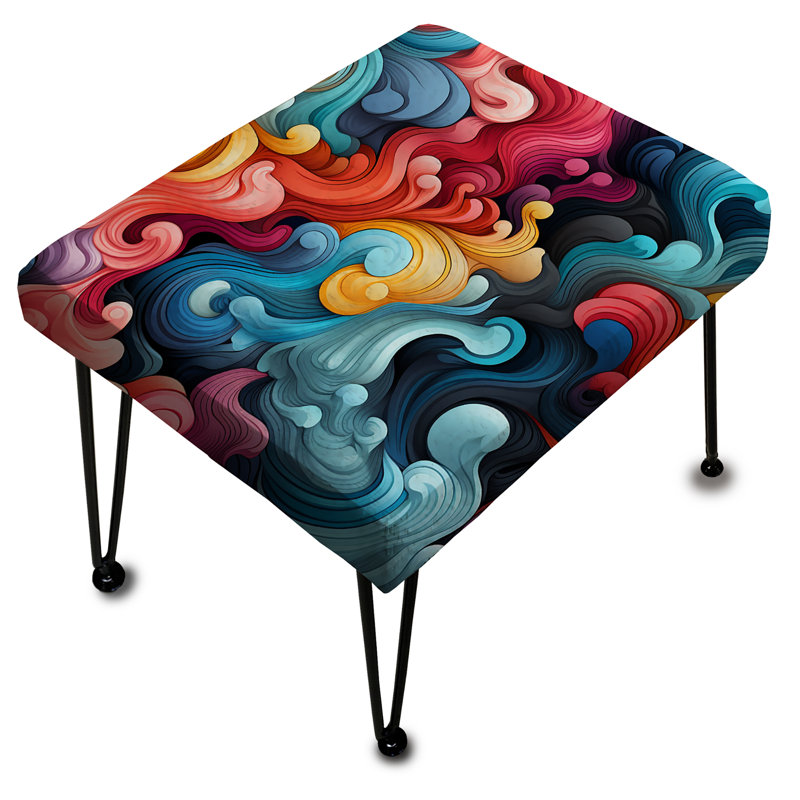 Multicolor Artistic Eclectic Storm - Eclectic Rectangle Ottoman