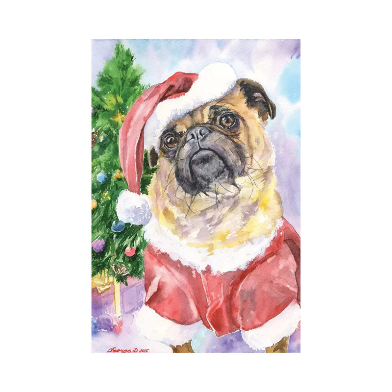 Christmas Pug by George Dyachenko - Wrapped Canvas Gallery-Wrapped Canvas Giclée, 30.48 cm H x 45.72 cm W