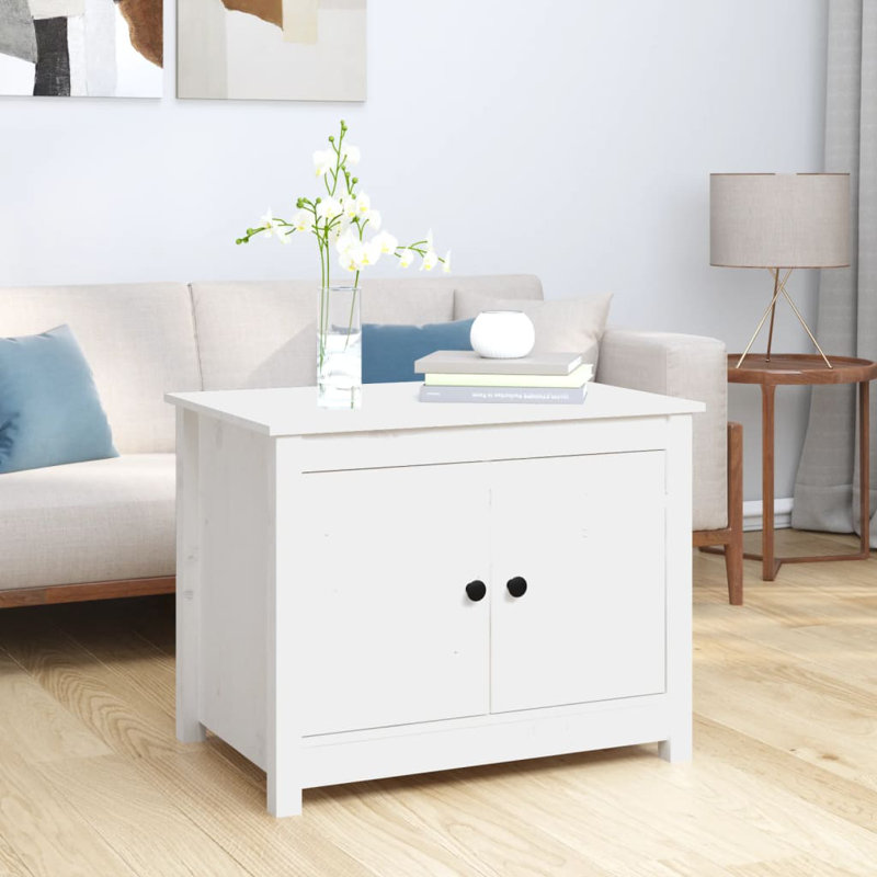 Kittell Solid Wood Four Leg Coffee Table with Storage, White