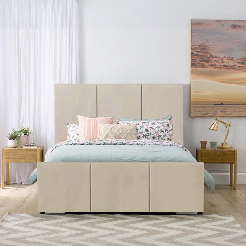 Andreq Upholstered Bed, Cream, Small Double (4')