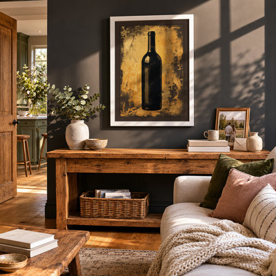 Wine Bottle Vintage - Framed Print