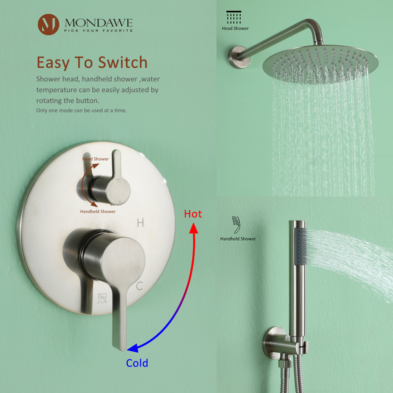Calder Complete Shower System with Rough in-Valve, Brush Nickel