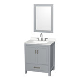 Sheffield 30" Freestanding Single Bathroom Vanity with Quartz Top with 24" Mirror