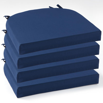 Outdoor Cushions For Patio Furniture Set Of 4, 17 X 16 X 3 Inch Waterproof Outdoor Chair Seat Cushions,  D-shape With Non-slip Tie