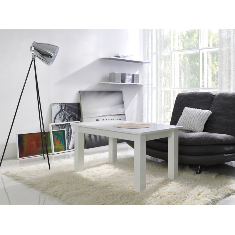 Overcash Four Leg Coffee Table, White, Glossy White