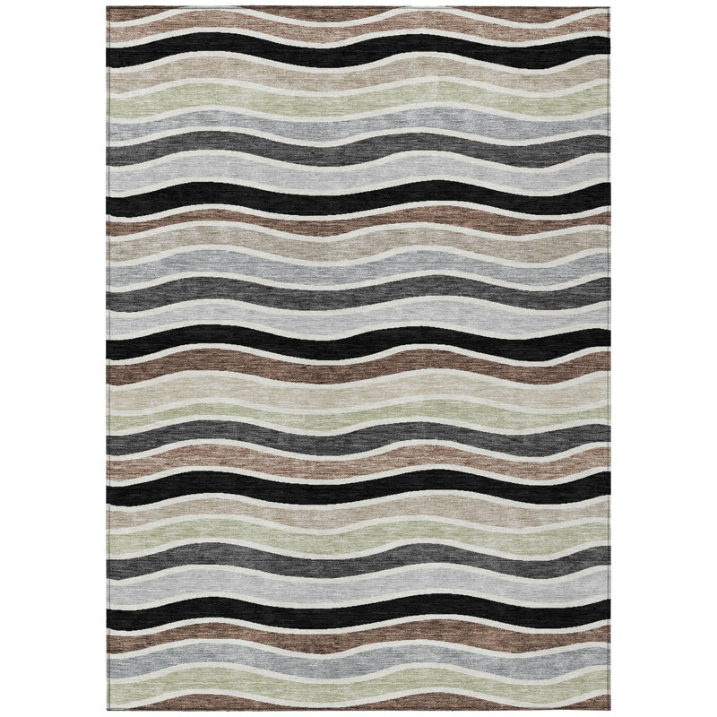 Machine Washable Indoor/Outdoor Micelotta ACN2333 Stripes Rug, Rectangle 9' x 12'