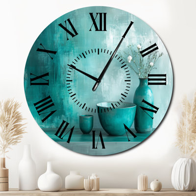 Horloge murale Teal Pottery Farmhouse Balance - Mid-Century