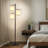Liam 74 in. Mid-Century Modern 3-Light LED Floor Lamp with Fabric Drum Shades-62954080