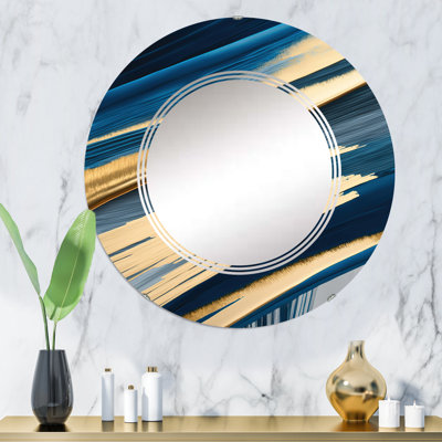 Quashay Bold Blue Brush Strokes I - Miroir mural moderne en spirale