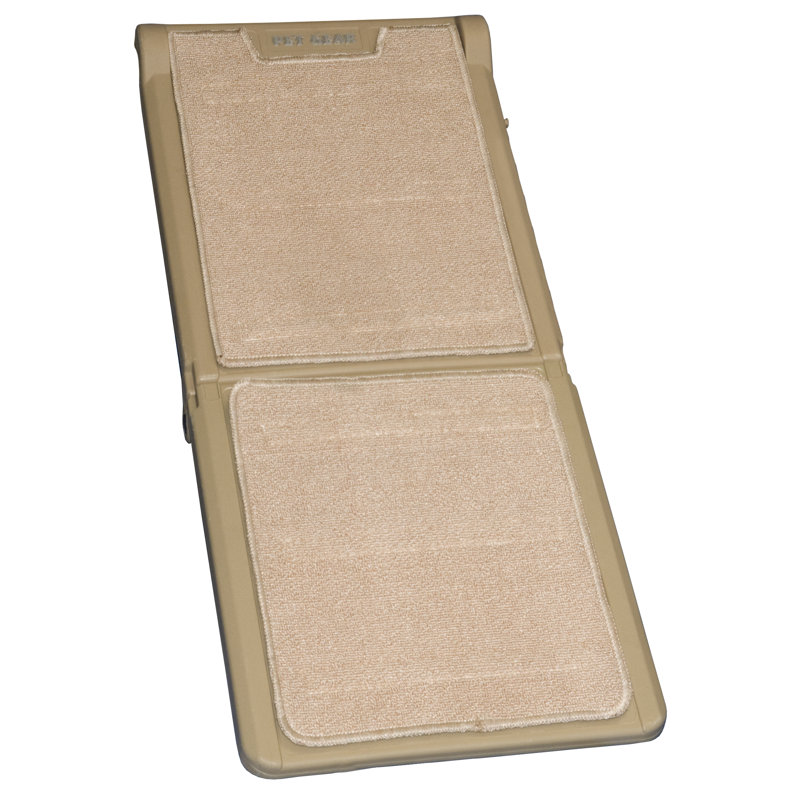 Tan Collapsible Pet Ramp with Machine Washable Carpet