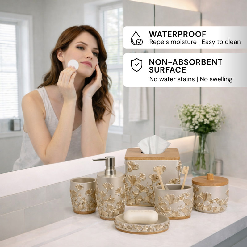 Valencia Collection Polyresin Bathroom Set Elegant Accessories for Christmas Modern Home Decor
