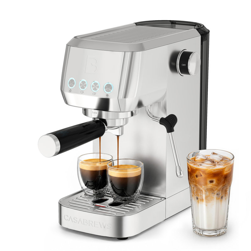 CASABREWS 3700 Essential 20 Bar Espresso Machine with Steam Wand, Compact Espresso Maker with 43.9oz Removable Water Tank for Home, Stainless Steel.