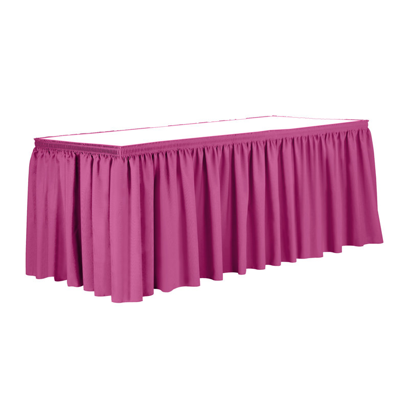 Ultimate Textile 7 Ft. Shirred Pleat Polyester Table Skirt - 42" Bar Height, Cobalt Blue, Hot Pink, 42" L x 84 " D