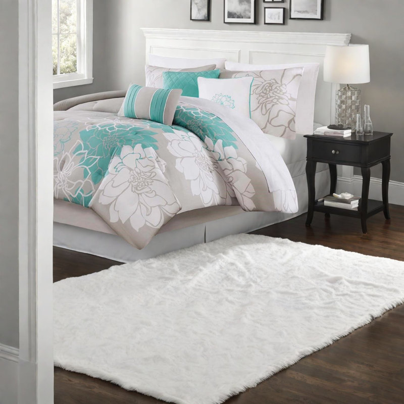 Ensembles de literie en satin de coton de qualité supérieure, très grand turquoise, motif floral élégant pour la maison
