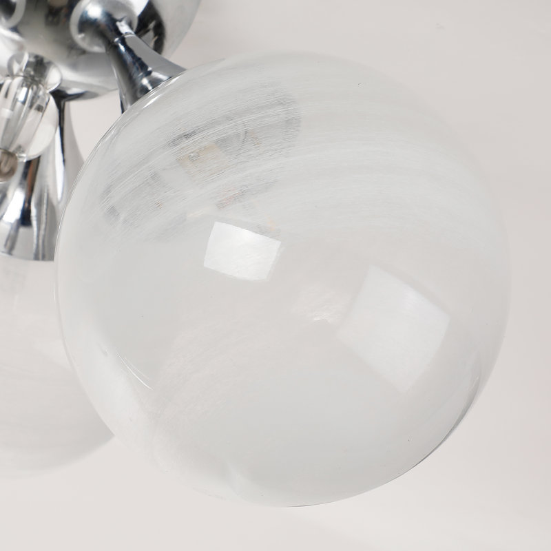 Abat-jour en verre strié blanc 18 po, Chrome chrome