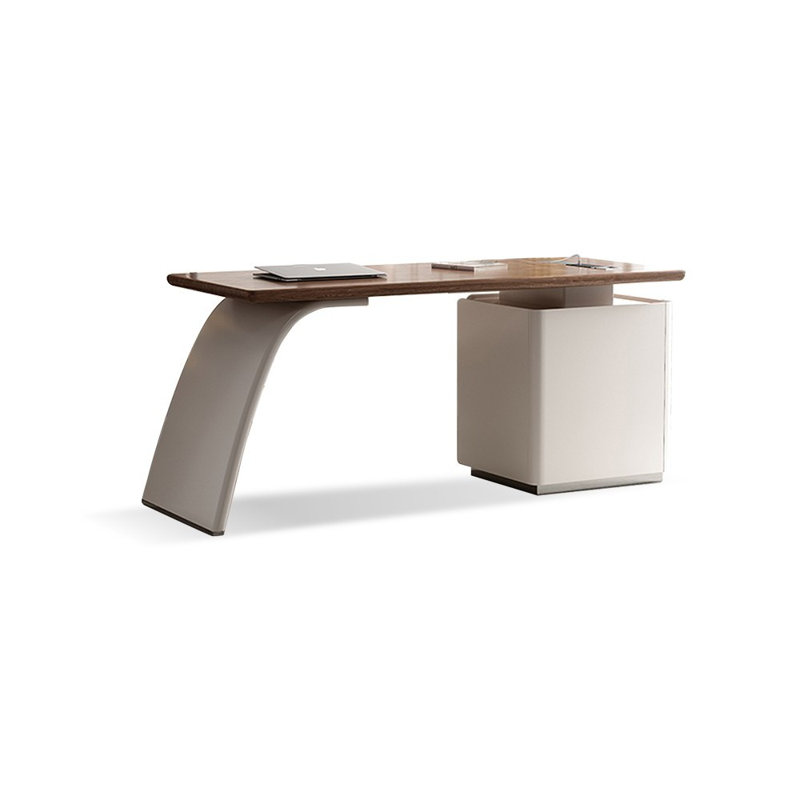 Bureau à 3 tiroirs brun noisette + beige massif massif + bois manufacturé, H 29,53 po x l 55,12 po x P 27,56 po