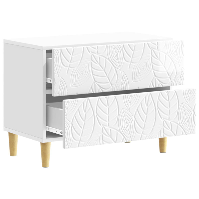 62cm W Composite Bedside Table, High Gloss White