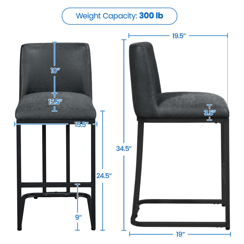 Tabouret de bar Bocicault, Gris foncé