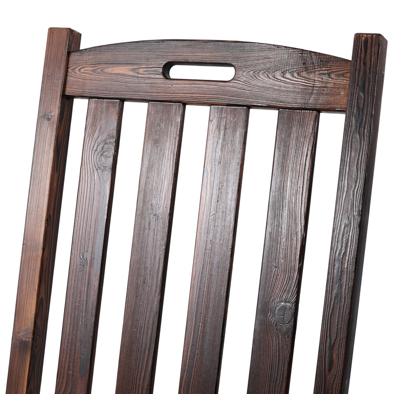 Fauteuil à bascule intérieur / extérieur haut dossier brun, surdimensionné, bois de sapin, facile à assembler, grand dossier surdimensionné, large, bois