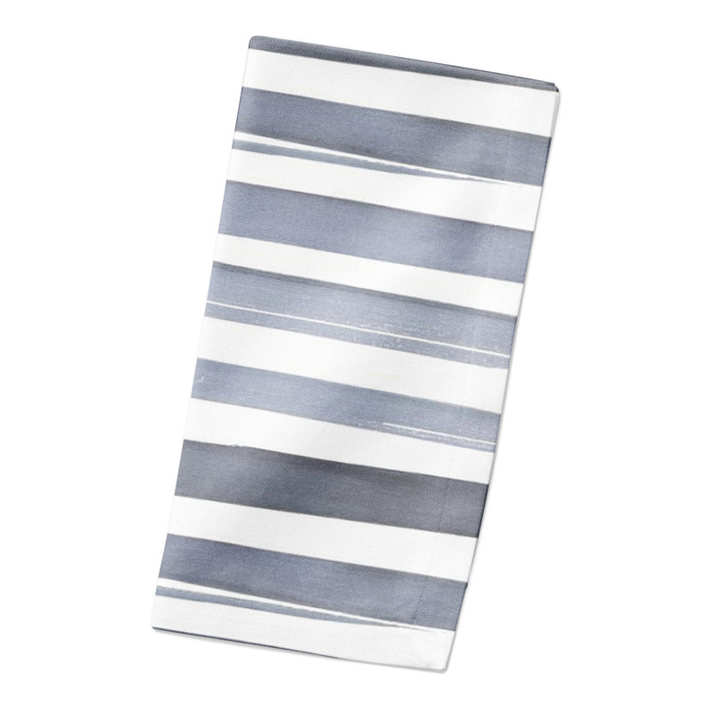 Serviette de table rectangulaire en coton Candece, Bleu / blanc