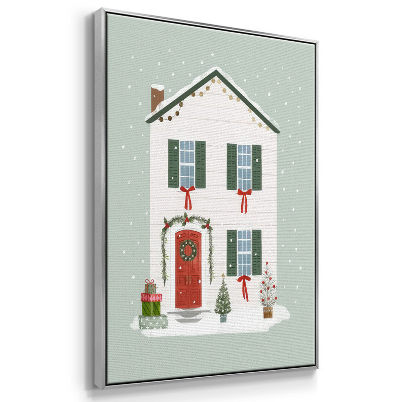 Festive Front Door III, reproduction d'art sur toile, H 41 po x l 27 po x P 1,5 po, Encadrement argenté
