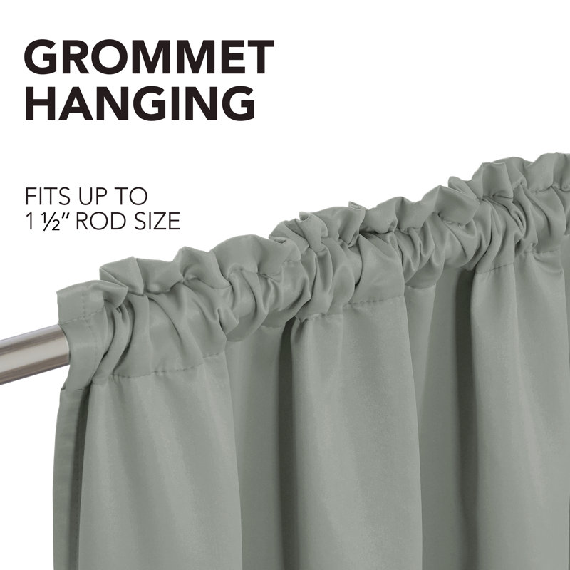 Deconovo 100 Percent Blackout with Liner Rod Pocket Curtain Panel Pair, Light Gray, 52" W x 84" L
