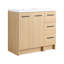 Meuble-lavabo sur pied 36 po avec lavabo en résine et armoire de rangement multifonctionnelle