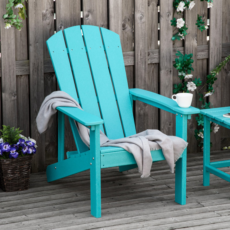 Turquoise HDPE Adirondack Chair with Wide Seat and High Back