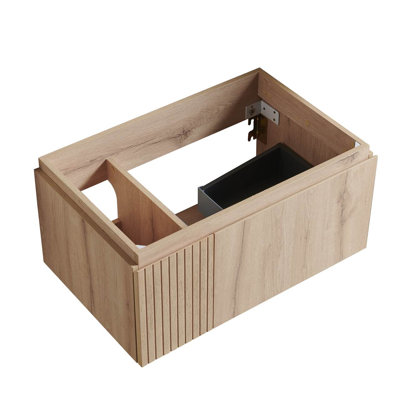 Armoire 30 po Muri en contreplaqué de chêne blanc à grain de bois avec portes doubles et un tiroir, sans couvercle et sans couvercle