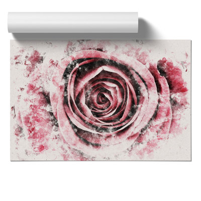 Pink Rose Flower Watercolour - Frameless Print