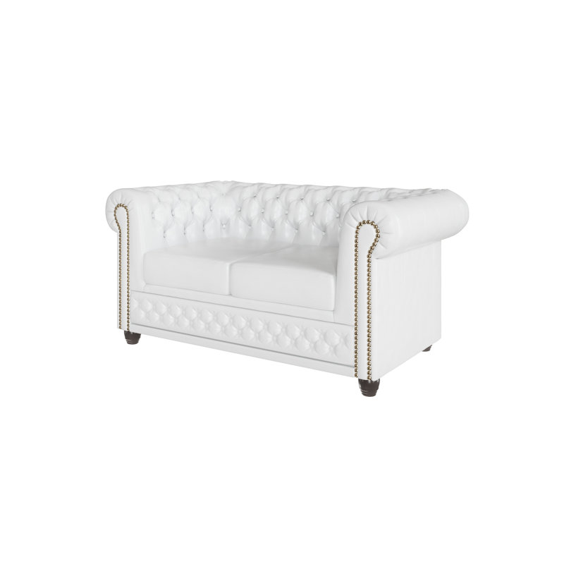  2 seater Chesterfield Sofa, White