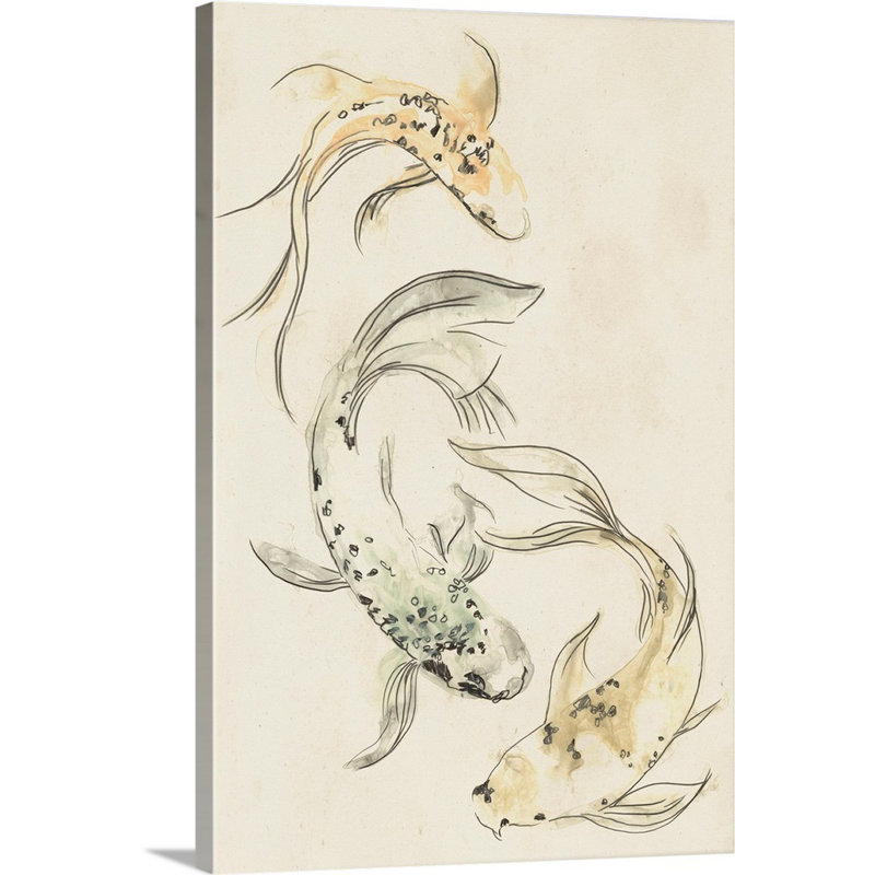 Koi Dance I, art mural sur toile, Toile tendue, H 36 po x l 24 po x P 1 po