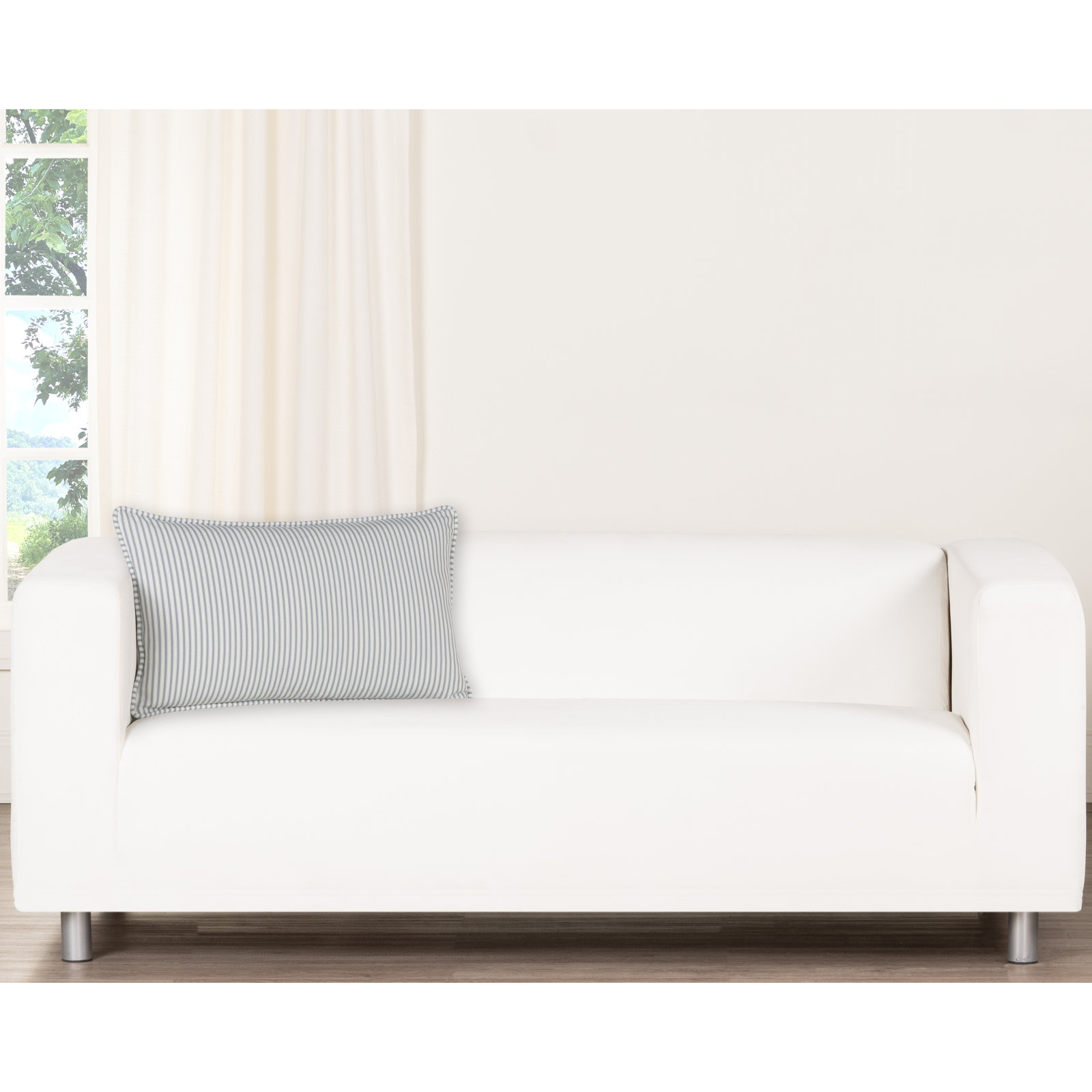 Edan Cotton Throw Pillow, Polyester, Rectangle 14"H x 26"W, Blue