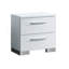 Table de chevet 2 tiroirs en bois, blanc brillant