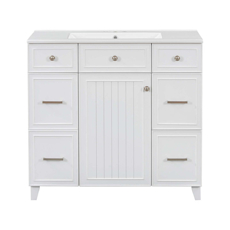 Meuble-lavabo sophistiqué avec rangement abondant et fabrication durable, Blanc