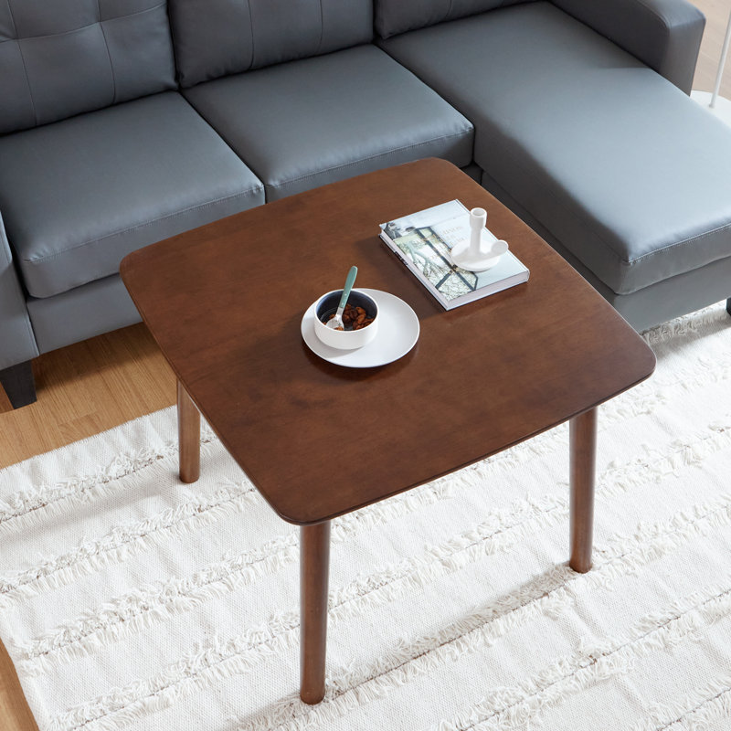 Jerene Solid Wood Modern Square Coffee Table, Walnut