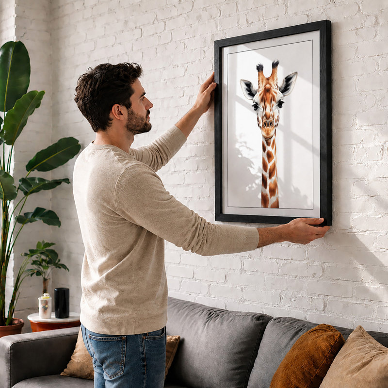 Gentle Giraffe Modern - Framed Print, Unframed, A3 - 42.0 x 29.7 cm