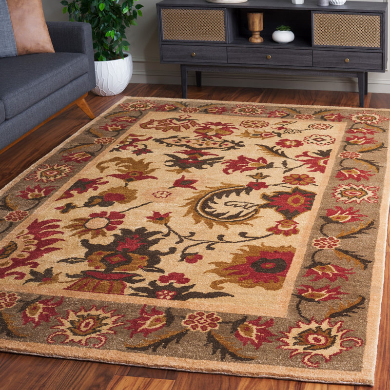 Tapis en laine noué à la main, Rectangle 6 pi x 9 pi