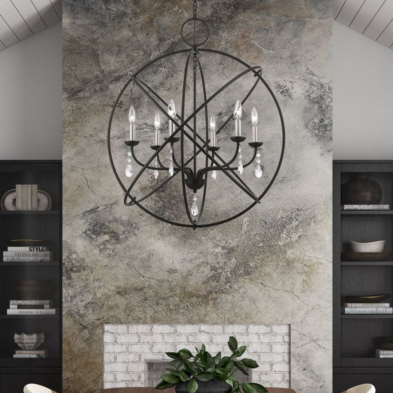 Lesperance 6 - Light Dimmable Globe Chandelier, Black/Brushed Nickel