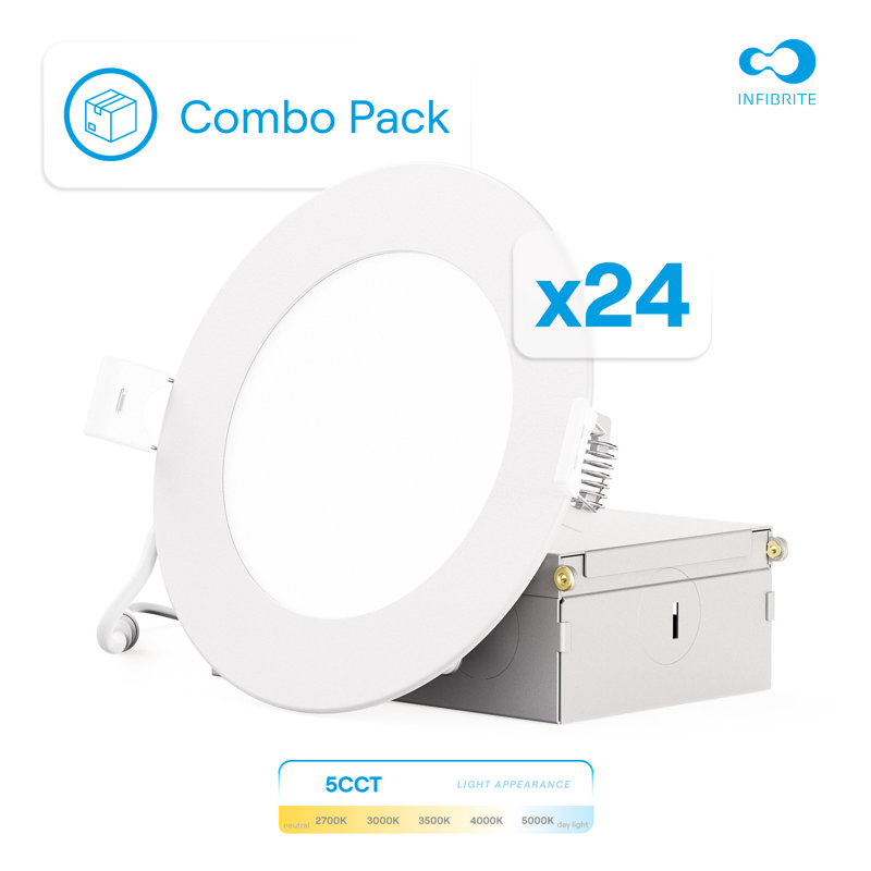 4 po DEL mince encastrée, 9 W, 5 CCT sélectionnable, à intensité variable