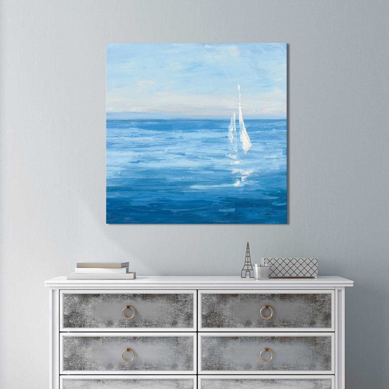 «Open Sail with Turquoise I», reproduction de peinture acrylique sur toile, H 39,5 po x l 39,5 po x P 2 po